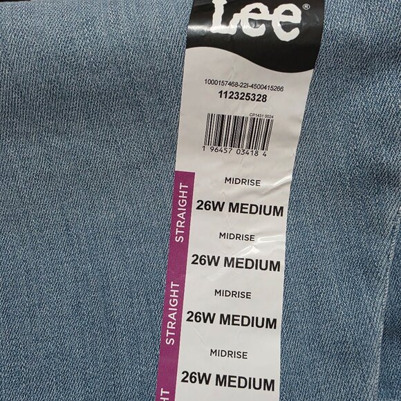 Lee Relaxed Fit High Rise Straight Leg Jeans Womens 20W Medium, 22WM, 26WM Blue - Picture 9 of 11